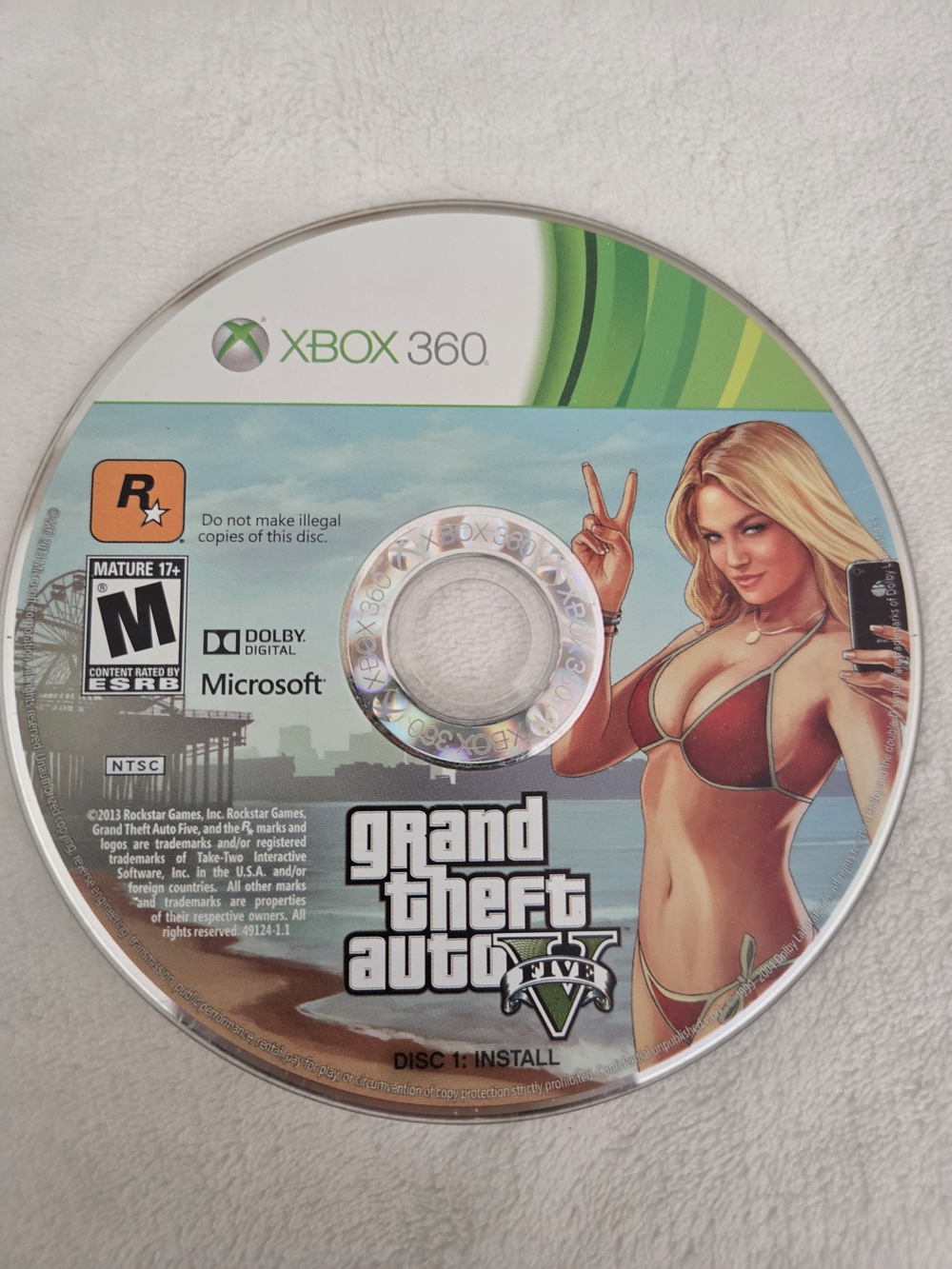 Microsoft Xbox 360 Grand Theft Auto V Game Disc 1 Replacement Disc